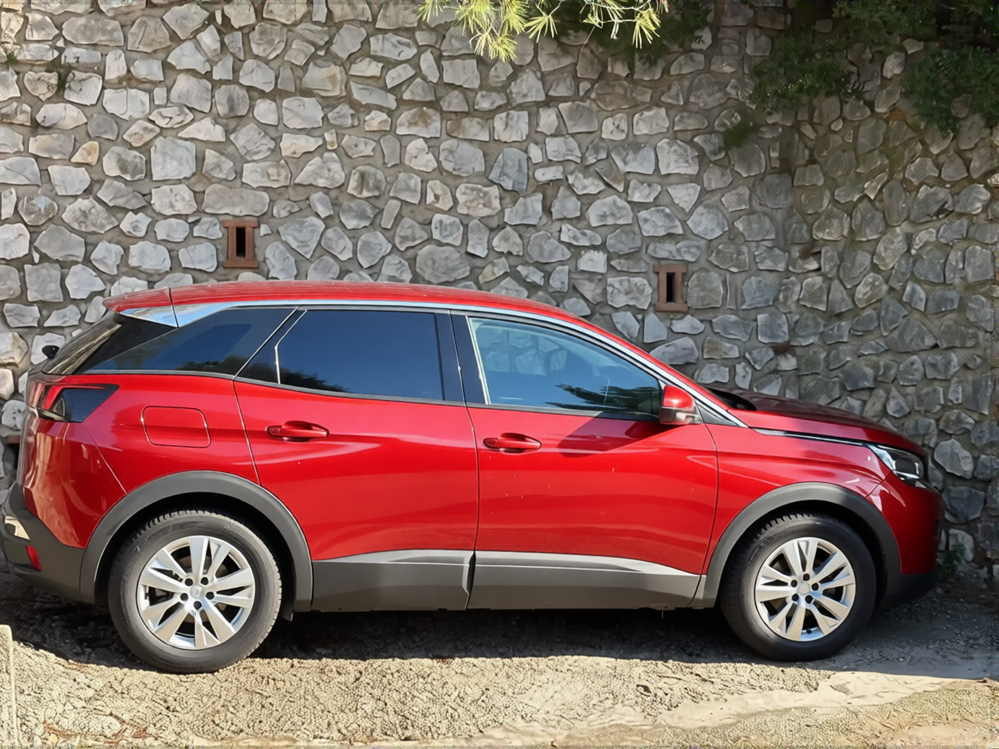 Peugeot 3008 rendered in Ferrari Red gloss paint