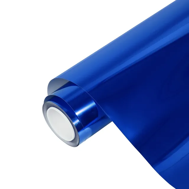 Ravoony Glossy Chrome Blue vinyl wrap film texture · Specced