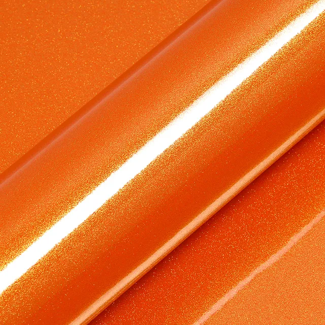 HEXIS Gloss Aurora Orange vinyl wrap film texture · Specced