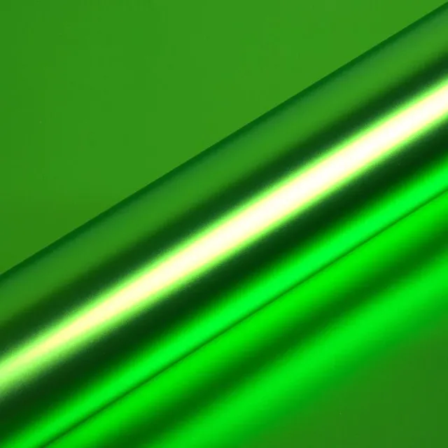 HEXIS Satin Chrome Lime Green vinyl wrap film texture · Specced